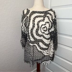 Yon Design 3/4 Length Sleeve Asymmetrical Lagenlook Shirt Top